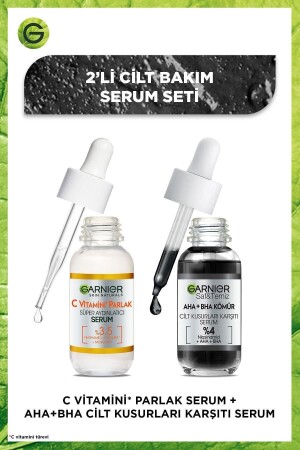 2'li Serum Seti - Aha-bha Cilt Kusurları Karşıtı Serum & C Vitamini Parlak Süper Aydınlatıcı Serum PKTAHBHACVTSRM - 2