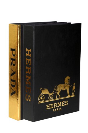 2'li Siyah Gold Prada-hermes Dekoratif Kitap Kutu iray03 - 3