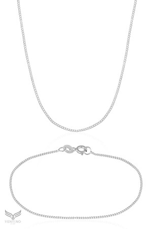 2mm Gourmet 925 Sterling Silber Herrenkette Halskette Armband Set Ves-8505 - 2