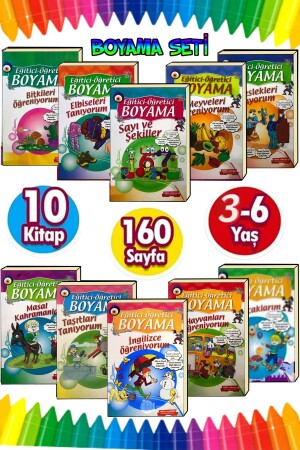 3-6 Yaşa Uygun 10'lu Boyama Kitabı Seti - 2