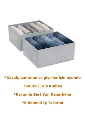 3 Adet 5 Bölmeli Katlanabilir Pantolon Gömlek Kazak Düzenleyici Saklama Kutusu Organizer - 10