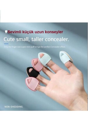 3 Adet Mini Kozmetik Puf Parmak Yüz Makyaj Sünger Göz Altı Kapatıcı Kuru Islak Bez Süngeri Concealer - 5