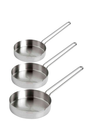 3 Adet Tava Ultra Lüks Paslanmaz Inox Çelik Sos Tava Seti 12-14-16 Cm Metal Saplı Çok Amaçlı Tavalar 12-14-1608221336 - 2