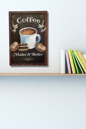 3 Boyutlu Ahşap Tablo Coffee Makes It Better Mutfak Cafe Mdf Duvar Dekoru 20x30 cm - 2