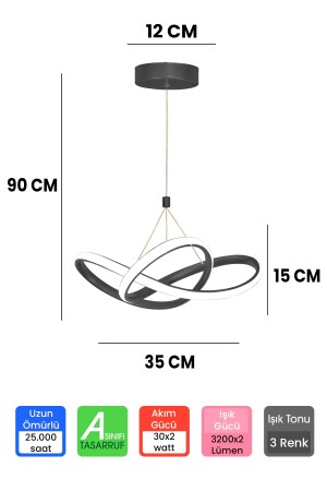 3 Farben schwarzer moderner LED-Kronleuchter mit Fernbedienung, Dimmer und 4 Modi - 4