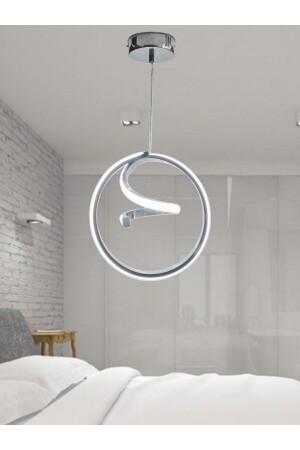 3-farbig beleuchtete moderne Pendelleuchte, LED-Kronleuchter, verchromtes Gehäuse für Eingang, Flur, Zimmer - 3