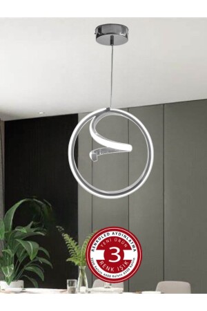 3-farbig beleuchtete moderne Pendelleuchte, LED-Kronleuchter, verchromtes Gehäuse für Eingang, Flur, Zimmer - 2