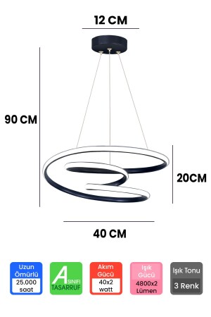 3-farbig gesteuerter schwarzer LED-Kronleuchter mit Dimmer. Galaxy LED-Kronleuchter - 4