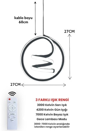 3-farbiger moderner LED-Kronleuchter mit Fernbedienung, silbergraues Gehäuse - 4