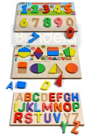 3-in-1-Bultak-Lernspielzeug aus Holz mit Alphabet, Zahlen und Geometrie - 2