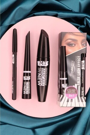 3 In 1 Suya Dayanıklı Maskara & Kalem & Eyeliner Seti - 2