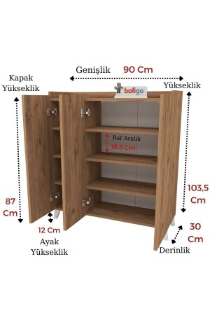 3 Kapaklı Çok Amaçlı Dolap Çok Amaçlı Mutfak Dolabı Banyo Dolabı Ayakkabılık Çam Bfg-3Kapaklı-Dlp - 7