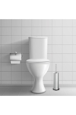 3 Litre Paslanmaz 2'li Banyo Seti Pedallı Çöp Kovası Wc Klozet Tuvalet Fırça Seti Banyo Çöp Kovası gorbanyo3lt1 - 4