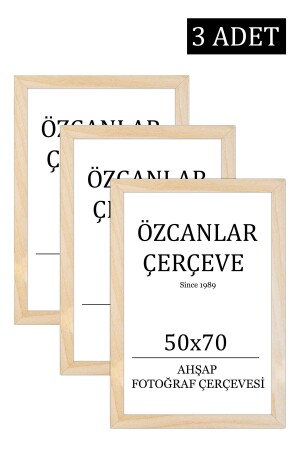 3 'lü Takım Ahşap Çerçeve Ahşap Resim Çerçevesi 50x70 Doğal Ahşap Çerçeve Ham Ahşap ÖZC-AHŞAPÜÇLÜ50X70 - 2