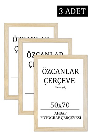 3 'lü Takım Ahşap Çerçeve Ahşap Resim Çerçevesi 50x70 Doğal Ahşap Çerçeve Ham Ahşap ÖZC-AHŞAPÜÇLÜ50X70 - 5