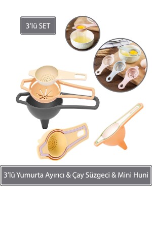 3 lü Yumurta Ayırıcı & Çay Süzgeci & Mini Huni - 3