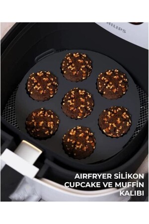 3 Parça Pratik Silikon Airfryer Pişirme Kağıdı Yonca- Muffin- Iki Bölmeli Fırın Mikrodalga Kap Hh - 6