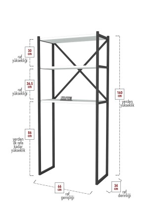 3 Raflı Metal Banyo Düzenleyici Metal Banyo Rafı Çamaşır Makinası Üstü Beyaz Bfg-Mtl-Bny-Duz - 8