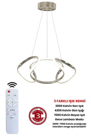 3 Renk Kumandalı Krom Dimmerli Led Avize Dron Ledli Avize - 3