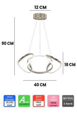 3 Renk Kumandalı Krom Dimmerli Led Avize Dron Ledli Avize - 4