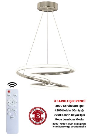 3 Renk Kumandalı Krom Dimmerli Led Avize Galaksi Ledli Avize - 3