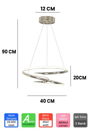 3 Renk Kumandalı Krom Dimmerli Led Avize Galaksi Ledli Avize - 4