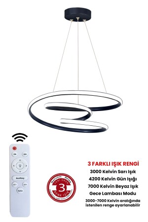 3 Renk Kumandalı Siyah Dimmerli Led Avize Galaksi Ledli Avize - 3