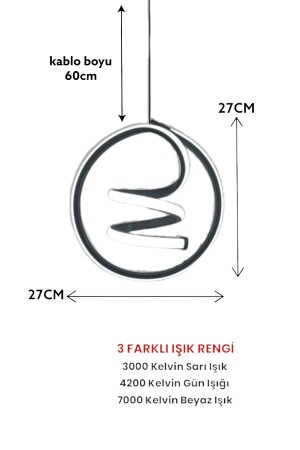 3 Renk Modern Sarkıt Led Avize Gold Kasa helezon - 4