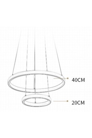 3 Renkli Ledli Modern Akıllı Avize - 2 'li Çember Sarkıt Avize - 40-20 Cm - Antrasit Kasa 2'li Çember Küçük - 5