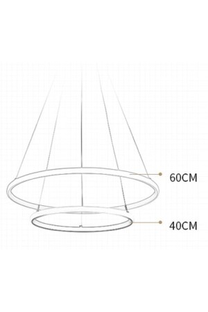 3 Renkli Ledli Modern Akıllı Avize - 2 'li Çember Sarkıt Avize - 60-40 Cm - Antrasit Kasa 2'li Çember - 8