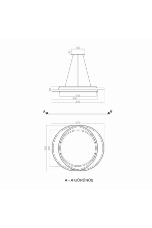 3 Renkli Ledli Modern Akıllı Avize - 40 'lık Davul Sarkıt Avize - 55 Cm - Antrasit Kasa 40 lık Davul 55 cm - 7