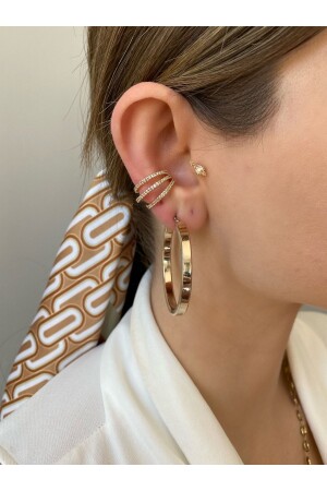 3 Sıra Zirkon Taşlı Kıkırdak Küpe Earcuff - 3