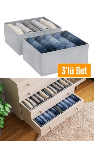 3 Stück 5 Fächer faltbar Hosen Hemd Pullover Organizer Aufbewahrungsbox Organizer - 1