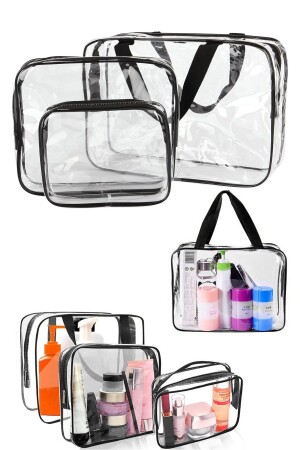 3 Stück Make-up-Tasche, transparenter Mutter-Make-up-Organizer, transparenter Make-up-Organizer - 3