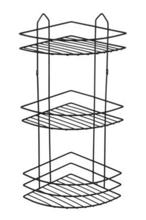 3-stufiges Eckregal, Badezimmerregal, Shampoo-Halter, Duschregal, thermogeformte Kunststoffbeschichtung, schwarz, ek03spk - 3