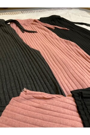 3-teilige bequeme Damen-Cordhose und -Trainingsanzug in Schwarz - Anthrazit - Rosa - Lässiger, bequemer Schlafanzug für zu Hause - 3