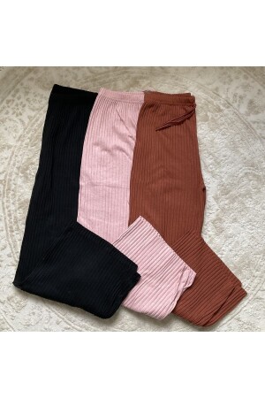 3-teilige bequeme Damen-Cordhose und Trainingsanzug in Schwarz - Rosa - Orange - Lässiger, bequemer Schlafanzug für zu Hause - 2