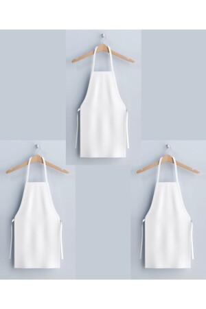 3-teilige Küchenschürze – Kochschürze aus 100 % Baumwolle, weißer Gabardine-Stoff APRON04 - 1