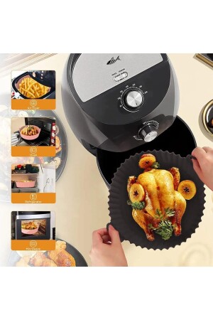 3-teilige praktische Silikon-Airfryer-Backform SCHWARZ, Kleeblatt – Muffin – Ofen mit zwei Fächern – Mikrowelle Hh - 10