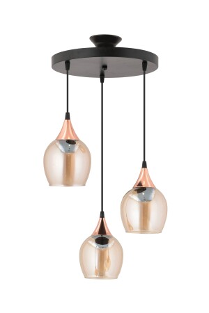 3-teilige schwarze Bronze detaillierte Honigglas moderne Pendelleuchte Kronleuchter Wohnzimmer Küche Zimmer Flur Kronleuchter (ECHTES GLAS) 3syhtpsiblcamm3 - 5