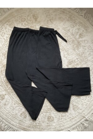 3-teilige schwarze Damen-Cordhose und Trainingsanzug, Freizeit-Pyjama für Zuhause K0109-001 - 4