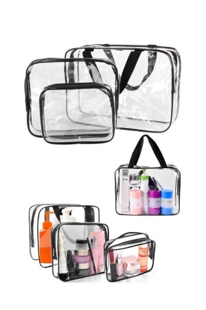 3-teilige transparente Reise-Make-up-Tasche für Damen. Transparente Make-up-Tasche - 1