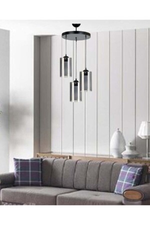 3-teilige Trend Pendelleuchte aus geräuchertem Glimmerglas, Kronleuchter für Wohnzimmer, Küche, Eingang 3lütpsifme - 1