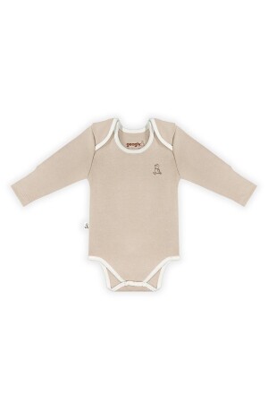 3-teiliger langärmeliger Druckknopf-Body aus Bio-Baumwolle für Neugeborene und Babys, Unisex (BRAUN & CREME & GRÜN) GBS221021 & GBS221022 & GBS221023 - 6