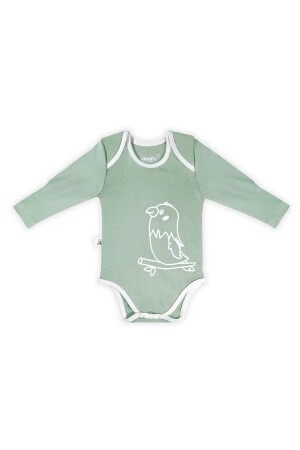 3-teiliger langärmeliger Druckknopf-Body aus Bio-Baumwolle für Neugeborene und Babys, Unisex (BRAUN & CREME & GRÜN) GBS221021 & GBS221022 & GBS221023 - 8