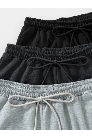 3-teiliges, bedrucktes Unisex-Shorts-Set 1 in Schwarz und Rauchgrau - 5