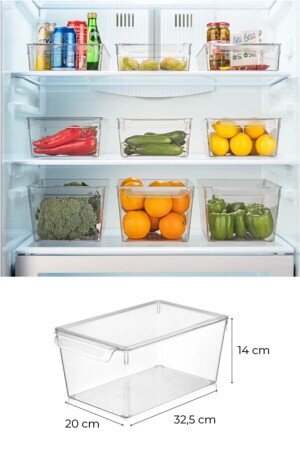 3-teiliges großes, abgedecktes Kühlschrank-Organizer-Organizer-Set, transparenter Gemüse- und Obst-Aufbewahrungsbehälter 3KAPAKLIBUYUK - 4