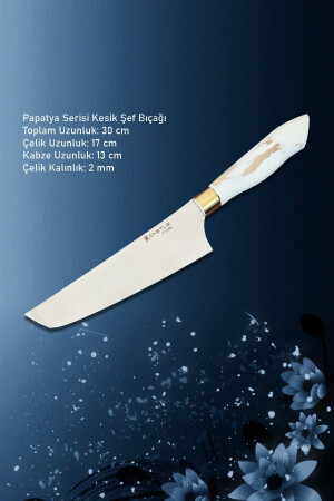 3-teiliges Küchenmesserset der Papatya-Serie (Santaku – Nakiri – Pointed Chef) ptcs02 - 5