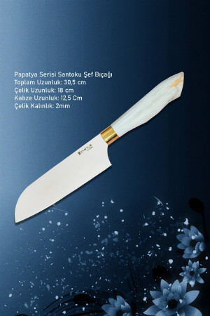 3-teiliges Küchenmesserset der Papatya-Serie (Santaku – Nakiri – Pointed Chef) ptcs02 - 6