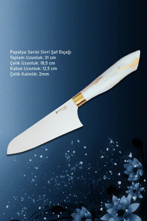 3-teiliges Küchenmesserset der Papatya-Serie (Santaku – Nakiri – Pointed Chef) ptcs02 - 7